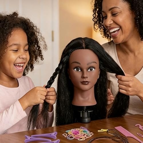 100% Real Hair Mannequin Head Training Head Manikin Cosmetology Doll Head for Hairdresser Practice Braiding Hair Styling with Clamp stand (16 -Inch) - Image 5