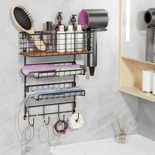 3-Tier Wall Mounted Hair Tool Organizer, Matte Black by ART-GIFTREE