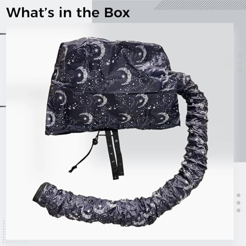 Hair Dryer Drying Cap, Polyester Diffuser Cap with Warm Air Design, Gentle Heat, Drawstring Closure, Portable Zipper Bag, Starry Sky Print, for Curly Hair and Daily Hair Care - Image 4