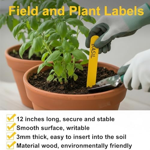 Weysat 200 Pcs 12" Wood Plant Labels for Field or Containers Plant Tags Wood Garden Labels for Seedling Stakes Markers Nursery Seed Tags with Smooth Surface for Pot Herbs Flowers Vegetables (Yellow) - Image 5