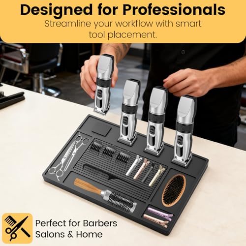 Magnetic Barber Mat for Clippers - Professional 4-Slot Tool Organizer Station with Strong Magnet, Non-Slip Flexible Silicone Mat for Barber Shop & Salon Accessories - Image 6