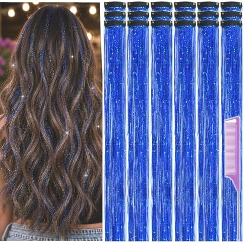 Hair Tinsel Clip in Pack of 18 Pcs Blue Hair Accessories by Uikreo-Designtoyourbeauty