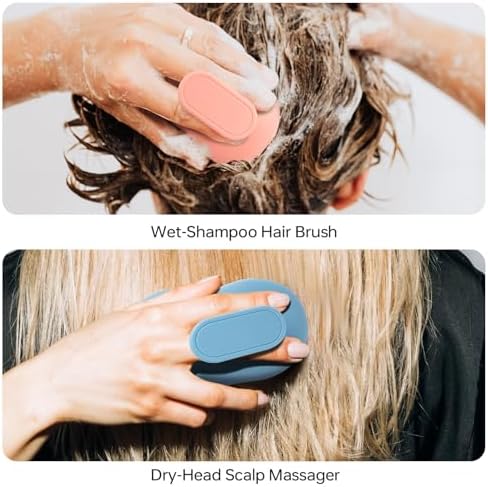 2pcs Shampoo Brush Hair Scalp Massager,100% Silicone Scalp Scrubber,Scalp Exfoliator for Stress Relax Hair Growth(Blue+Orange) - Image 5