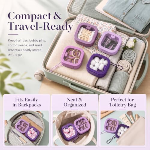 Kathfly 4 Pcs Hair Tie Organizer Travel, Stackable, Purple Range - Image 4