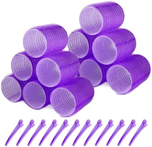 Hair Rollers, 12 Pack Self Grip Salon Hairdressing Curlers, DIY Curly Hairstyle, Large Rollers 1.57In Deep Purple by BESSEEK