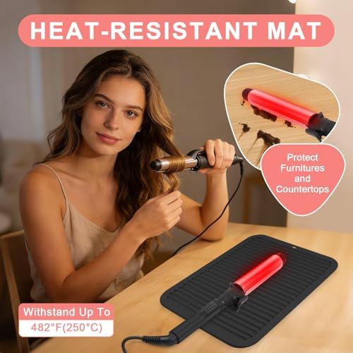 Silicone Heat Resistant Mat for Hair Tools, Oversize, Black - Image 2