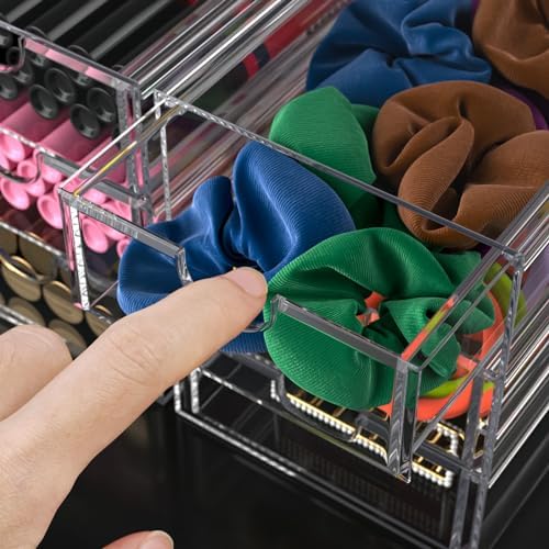 Clear Hair Accessory Organizer Box with 3 Drawers for Bathroom Vanity - Image 4