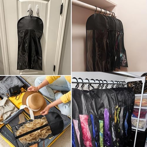 20 PCS 23.6 x 12 inches Wig Storage Bags with Hanger, Dust-Proof & Waterproof Wig Organizer for Hair Extensions, Wigs & Accessories, Wig Bag for Easy Organization & Protection(Black) - Image 7