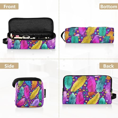 Hair Tools Travel Bag with Heat Resistant Mat 2-in-1 Hot Tools Travel Bag Organizer Flat Curling Iron Travel Case for Straightener Colorful Feathers and Polka Dots - Image 5