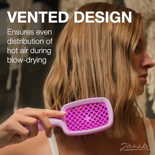 Janeke Superbrush Detangling Brush for Soft Smoothing Hair Brushing with Anti-Static Bristles - Vented Wet Hair Brush for Blow Drying Use - Perfect for Curly, Thick, Wavy, Fine Hair Types (Lilac-Fux) - Image 2