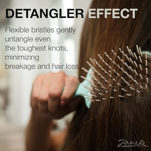 Janeke Original Patented Superbrush Detangler Brush Anti-static Hairbrush Easy For Wet or Dry Use Flexible with Nylon Bristle Great for All Hair Types - Long Thick Curly (Tiffany) - Image 3