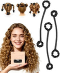 BONNET QUEEN 3 Pack Small Satin Heatless Hair Curler for Medium to Long Thick Hair, Heatless Curls Overnight, Hair Curlers to Sleep In, Damage-Free Small Curls with Built-in Scrunchie, Black by BonnetQueen