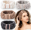 4 Pack Microfiber Towel Headbands for Washing Face, Spa & Skincare for Women (Beige, Dark brown, Grey, Black) by IAXSEE