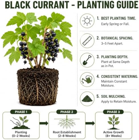 Black Currant Live Plant, Backyard Berry Shrub, 6-12 Inch Tall - Image 6