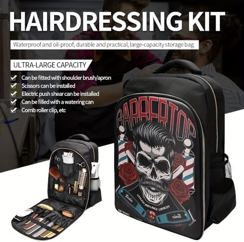 Barber Travel Bag Backpack BAEBERPLAN Large Organizer for Barbers Clippers and Supplies Portable Hairstylist Clipper Hairdresser Bag Backpack (Red) - Image 2