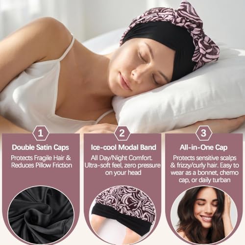 Ababalaya Satin Lined Head Wrap Chemo Headwear for Women - Image 4