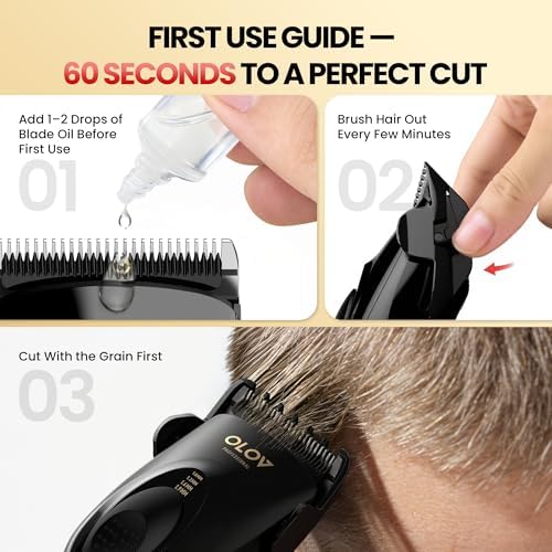 Hair Clippers for Men, Cordless Hair Clipper Kit, Adjustable 4 Length Setting, 2-Speed Settings, Replaceable Ceramic Blade Heads, Rechargeable Hair Clippers for Family (Black) - Image 4