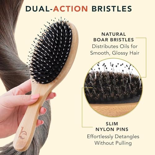 Boar Bristle & Nylon Pin Hair Brush for Thick, Curly & Wavy Hair - Image 3