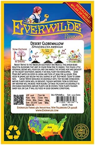 1000 Desert Globemallow Native Wildflower Seeds - Gold Vault Jumbo Seed Packet - Image 2