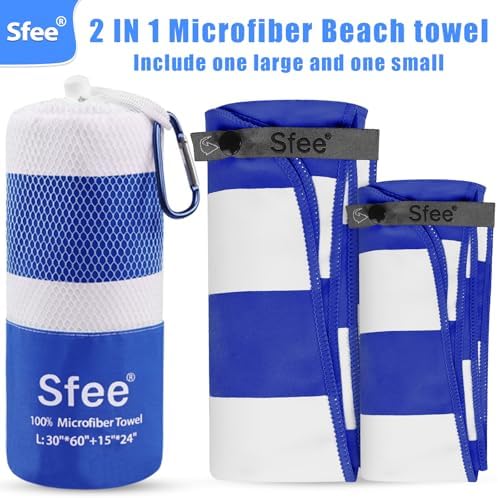 Sfee 2 in 1 Microfiber Beach Towel, Quick Dry Towel Travel Camping Towel Super Absorbent Compact Lightweight Sports Gym Towels Set for Beach, Gym, Hiking, Pool, Backpacking, Bath, Yoga - Image 5