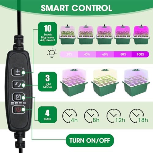 5PCS 60 Cell Self Watering Seed Starter Tray with Grow Light, Reusable Silicone Seed Starter Kit with Humidity Dome, 60 Cells Plant Germination Trays for Seeding Planting Growing（5-Pack 60-Cell） - Image 3