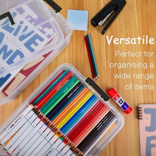 TERGOO 2 Layer Plastic Storage Containers with Lids, Multipurpose Clear Stack & Carry Box, Portable Craft Organizers and Storage Bin for Organizing Art & Craft, Sewing, Makeup, Nail Supplies (Black) - Image 6