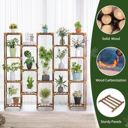 Plant Stand Indoor Outdoor, 17 Tiered Plant Shelf Wood Plant Rack - Image 5