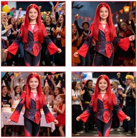 Mildiso 5pcs Kids Red Princess Cosplay Wig for Girls Halloween Costume M148 - Image 6