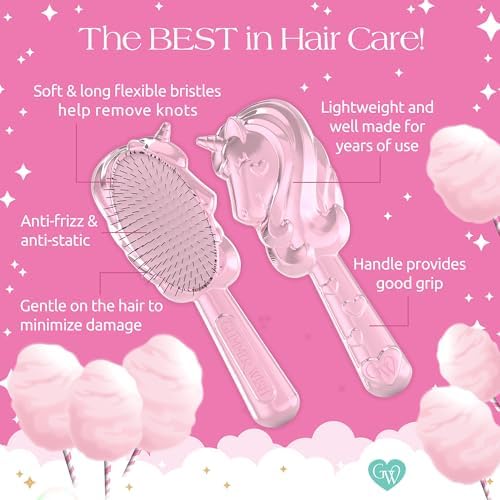 Glimmer Wish Unicorn Hair Detangler Brush for Kids – Gentle & Soft Bristles for Tangle-Free Locks – Anti-Frizz & Anti-Static – Hairbrush for Wet or Dry Use, Hair Brush for Girls and Women - Image 4