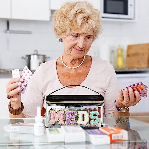 Geetery Meds Travel Bag Black, Meds Chenille Letter Clear - Image 6