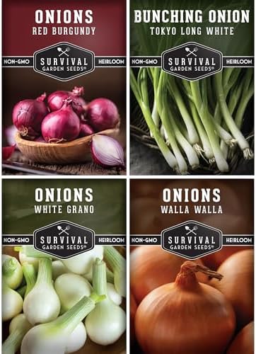 Onion Seeds 4 Variety Collection for Planting by SurvivalGardenSeeds