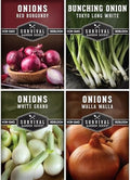 Onion Seeds 4 Variety Collection for Planting by SurvivalGardenSeeds