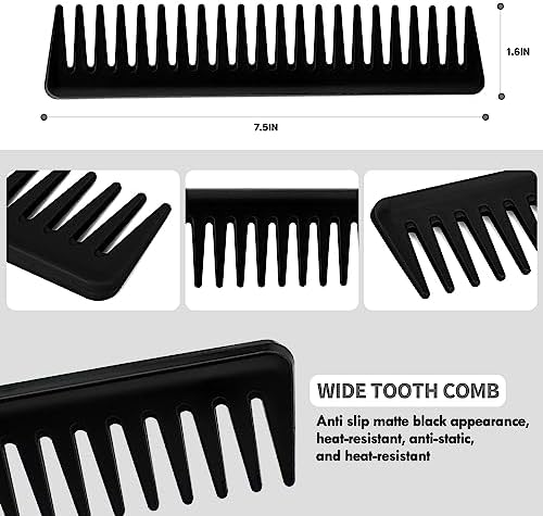 4pcs Curly Hair Brush Set for Adult & Kids Wet or Dry, Detangling Brush for 3/4ABC Hair with Wide Tooth Comb (4, Black) - Image 5