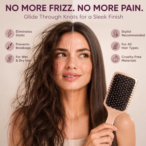Earth & I Premium Rosegold Hairbrush - Wet & Dry Detangling Paddle Brush - Image 6