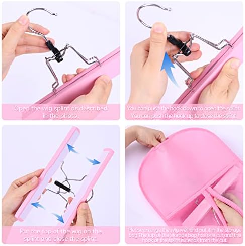 Wig Storage Bags with Hanger - Hair Extension Holder for Styling - Transparent Organizer Set (3PCS/PINK) - Image 4