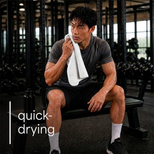 S&T INC. Microfiber Gym Towels, 3 Pack, 16" x 27", White - Image 4