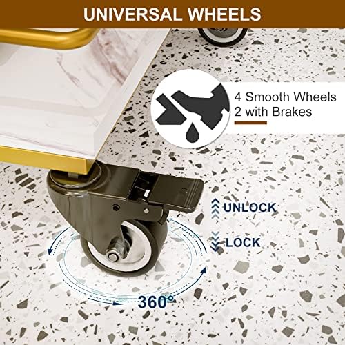 Paddie Esthetician Cart with Wheels, Salon Lash Spa Rolling Trolley Cart, White & Gold - Image 7