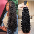 Lemoda Boho Human Braiding Hair Burmese Curly Bulk Human Hair Extensions For Bohemian Knotless Braids No Weft 24Inch 1Bundle/Lot 100g/1Bundle 1B Natural Black Salon-Quality by Lemoda