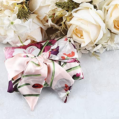 Extra Large Satin Bonnet for Women Sleeping, Silky Elastic Sleep Cap with Tie Band, Double-Layer Long Hair Bonnet for Braids/Curly/Long Hair (Pink Floral) - Image 3