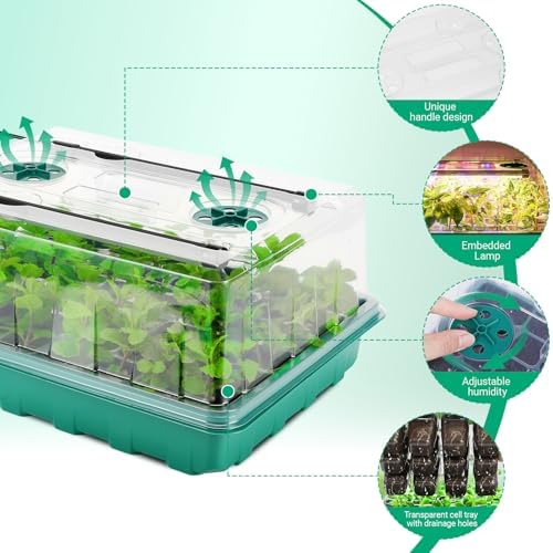 96 Cell Seed Starter Tray with Grow Light, Seed Starting Trays with Adjustable Humidity Dome, Seed Starter Kit Plant Starter Kit for Seeds Growing Starting, Indoor Gardening (No Self-watering) - Image 5