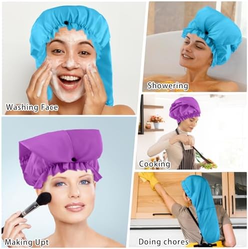 2 Pcs Large Shower Cap for Braids, Extra Long Shower Cap for Women Long Hair & Locs, Waterproof Hair Bonnets for Dreadlocks Drawstring Bath Caps for Women & Men (Blue, Purple) - Image 7