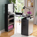 Kikihouse Nail Desk Manicure Table with Dust Collector and Wheels (Black) by Kikihouse