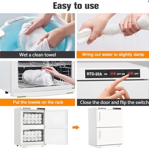 32L Hot Towel Warmer, Large Capacity Spa Towel Warmer with Double Cabinets, Professional Towel Warmer Cabinet with Clip & 2 Racks for Salon, Barber Shop, Massage, Facial - Image 7