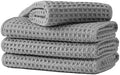 Microfiber Waffle Face Towels, 4 Pieces, Soft, Absorbent, Fast Drying, Lint Free 430 GSM (Gray) by Unknown