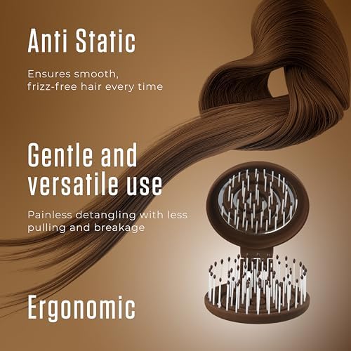 Mini Detangler Travel Hair Brush with Mirror, Makaron Hair Brushes for Women, Men and Kids, Unique 3D Flexible Design for All Hair Types, Styling Accessory, Travel Essentials for Women (DARK BROWN) - Image 4