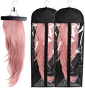 2 PCS Wig Bags Storage with Hanger Extra Long Hair Extensions Holder, Black by CISINPO