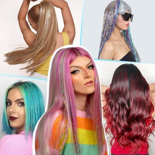 Hair Tinsel, 20 Colors Hair Tinsel Kit, 8000 Strands Tinsel Hair Extensions - Image 6