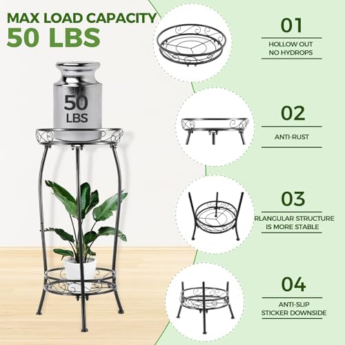 LOYAL TIGER Plant Stand Indoor Outdoor, 2 Tier 27 Inch Tall Metal - Image 3
