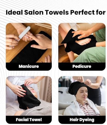 Avalon Towels Salon Towel - Black Hand Towels Bulk Pack of 24 - 100% Cotton Absorbent Spa, Facial & Gym Towel for Working Out - 16x27 Inches (Not Bleach Proof) - Image 6