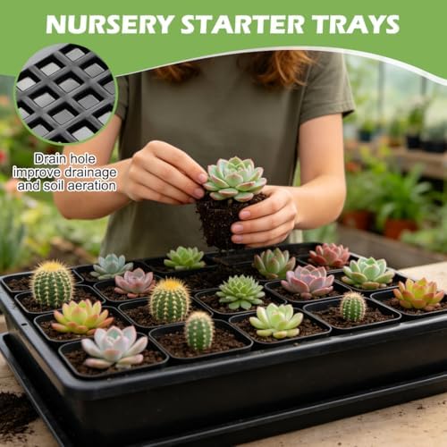 RooTrimmer 2.7 inch Seeds Starting Pots 100P with Carrying Trays and Water Collection Saucers 5 Sets - Image 6